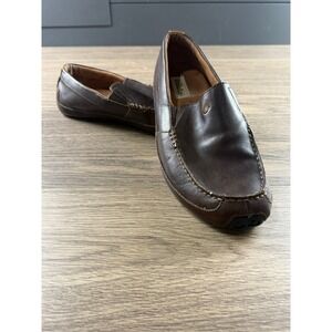 OluKai Akepa Moc Mens Dark Brown Leather Slip On Driving Loafers Shoes Size 10